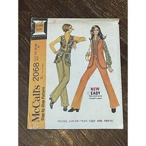 McCall's 2068 Pattern Vintage 1960s Junior Teen Vest & Pants Size 11/12 UNCUT